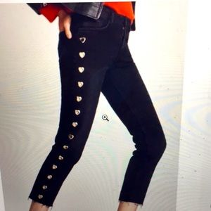 Zara Hold Heart Studs Black Cigarette Jeans